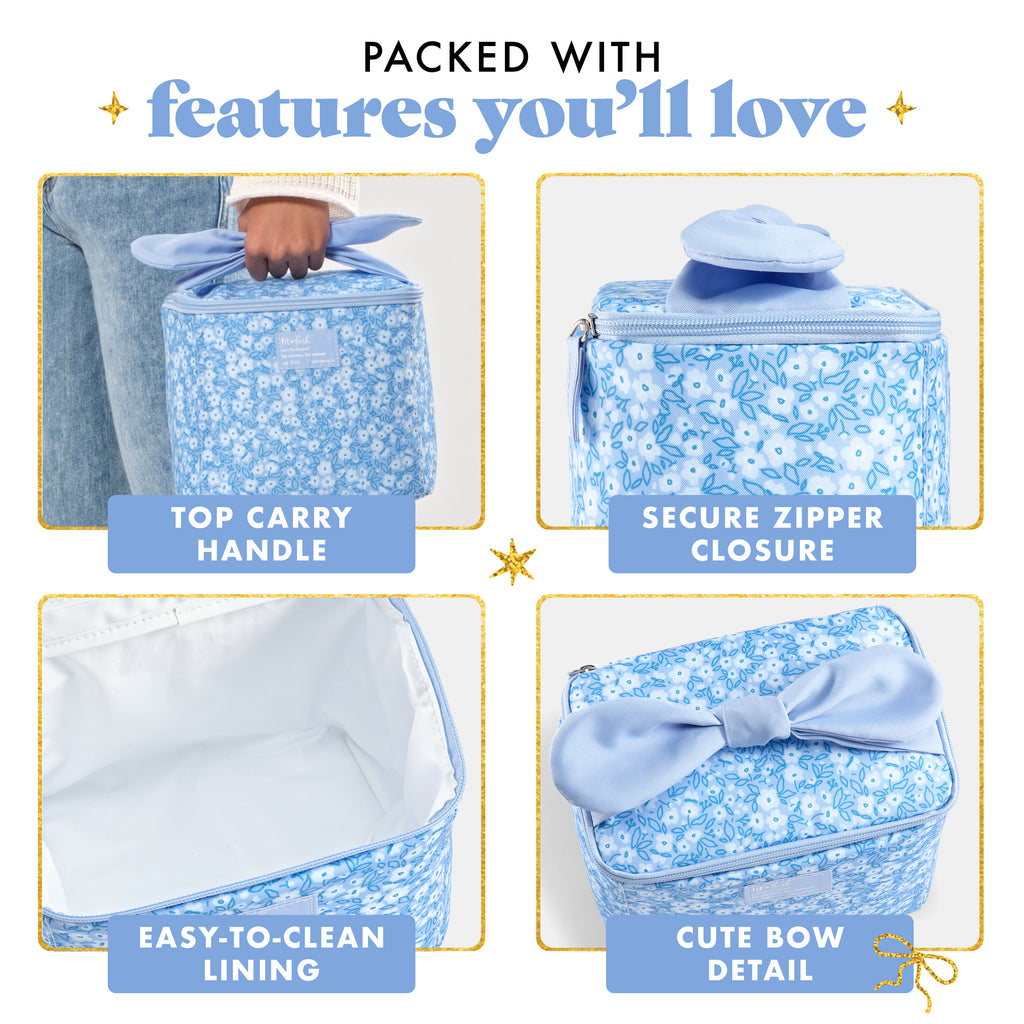 Luna Bow Kids Lunch Tote, Cornflower in Bloom
