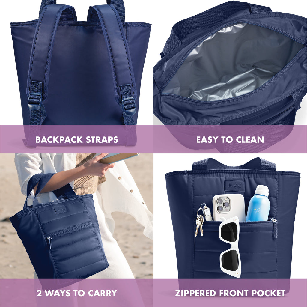 Mari 12-Can Backpack Cooler Tote, Midnight Blue