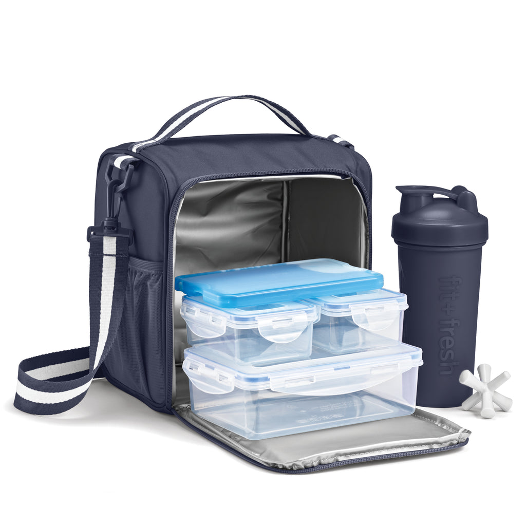 BREE Meal Prep Lunch Bag with Lunch Kit, Midnight Blue