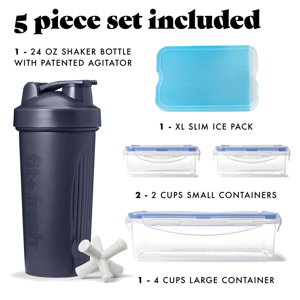 BREE Meal Prep Lunch Bag with Lunch Kit, Midnight Blue
