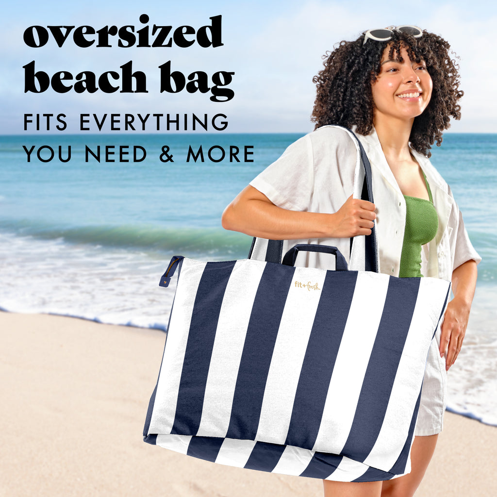 All The Things XL Travel Tote Bag, Navy Stripe