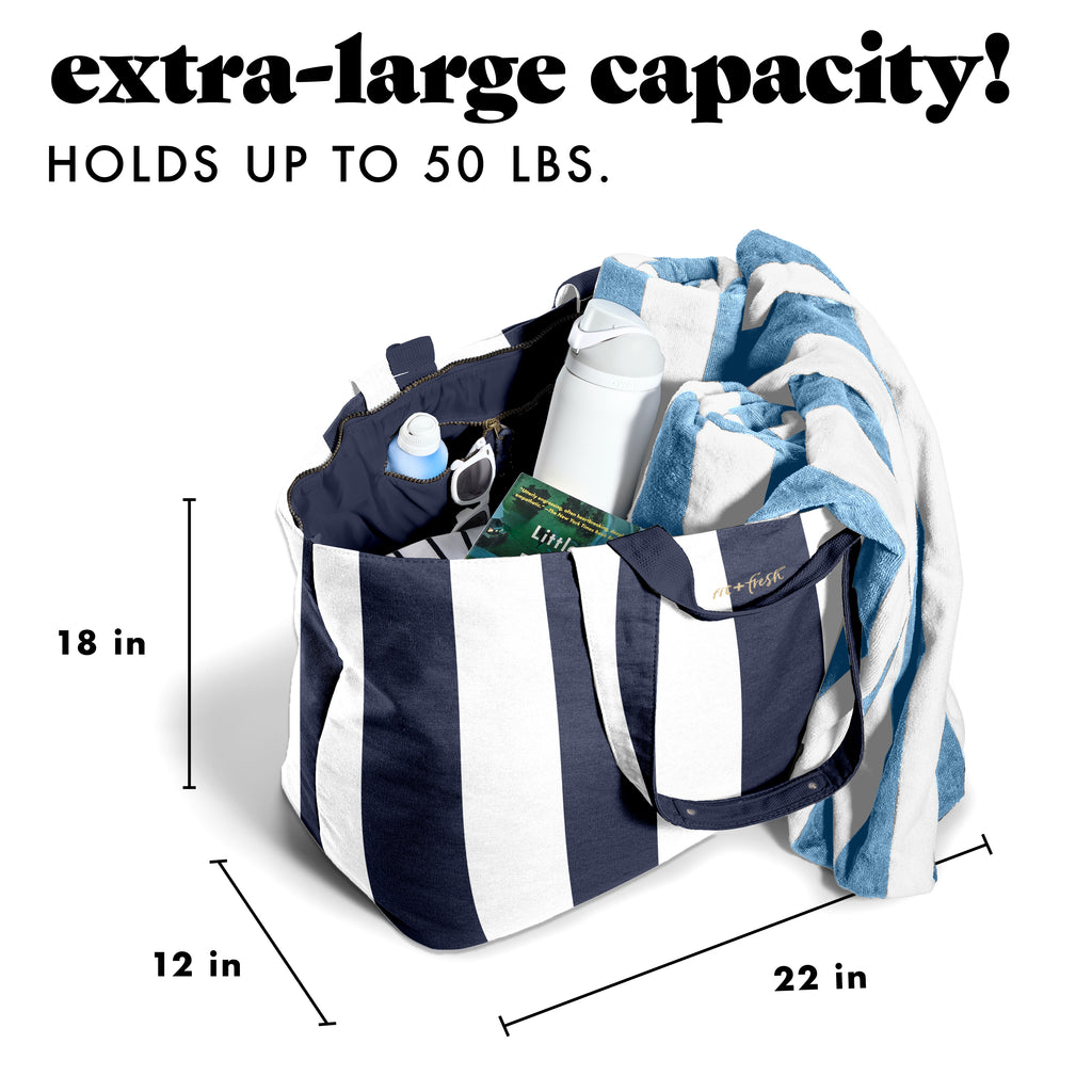 All The Things XL Travel Tote Bag, Navy Stripe