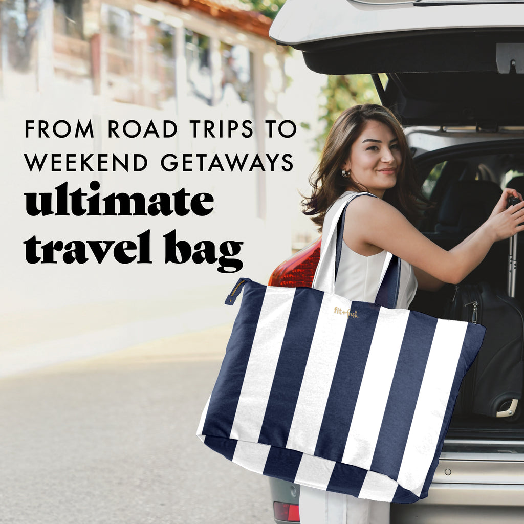 All The Things XL Travel Tote Bag, Navy Stripe