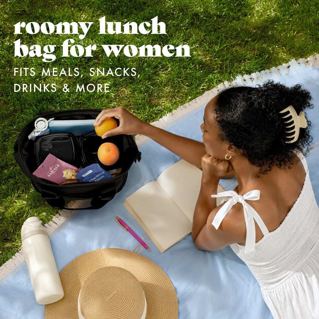 Remi Neoprene Lunch Bag with Lunch Kit, Black