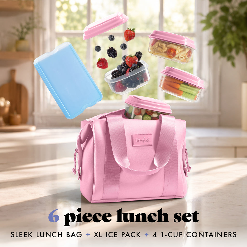 Remi Neoprene Lunch Bag with Lunch Kit, Pink