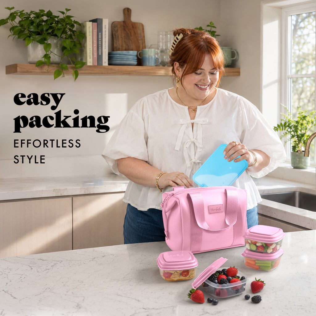 Remi Neoprene Lunch Bag with Lunch Kit, Pink