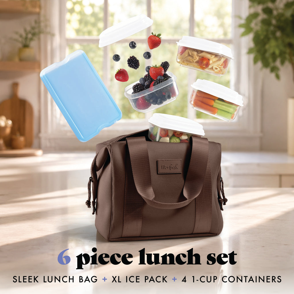 Remi Neoprene Lunch Bag with Lunch Kit, Dark Chocolate