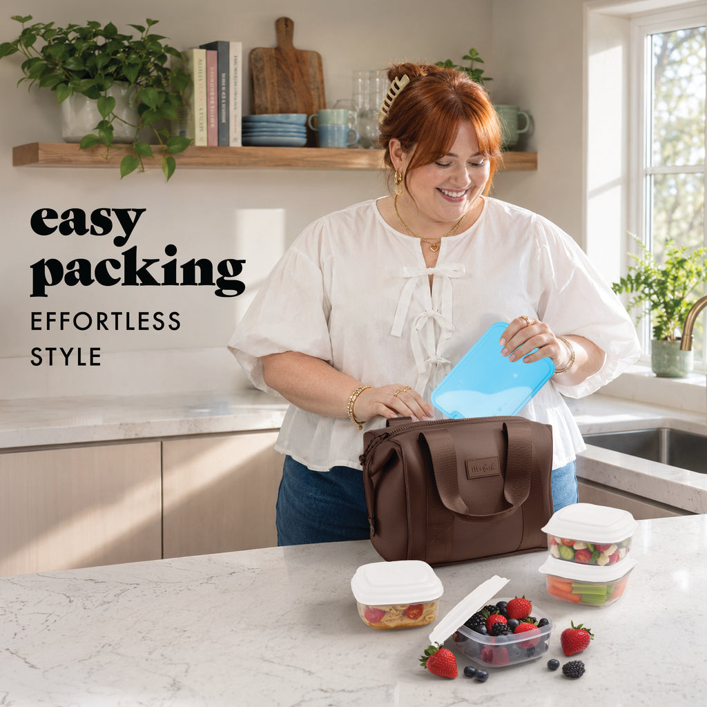 Remi Neoprene Lunch Bag with Lunch Kit, Dark Chocolate