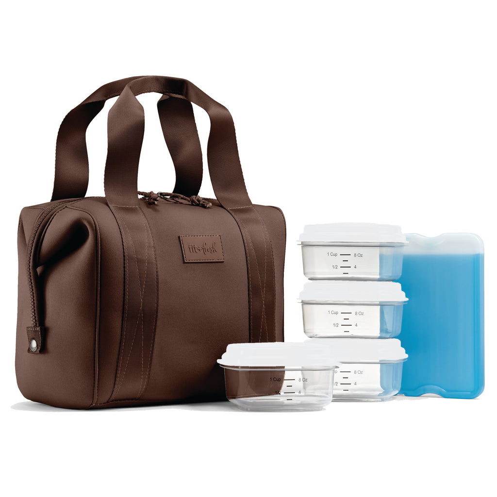 Remi Neoprene Lunch Bag with Lunch Kit, Dark Chocolate