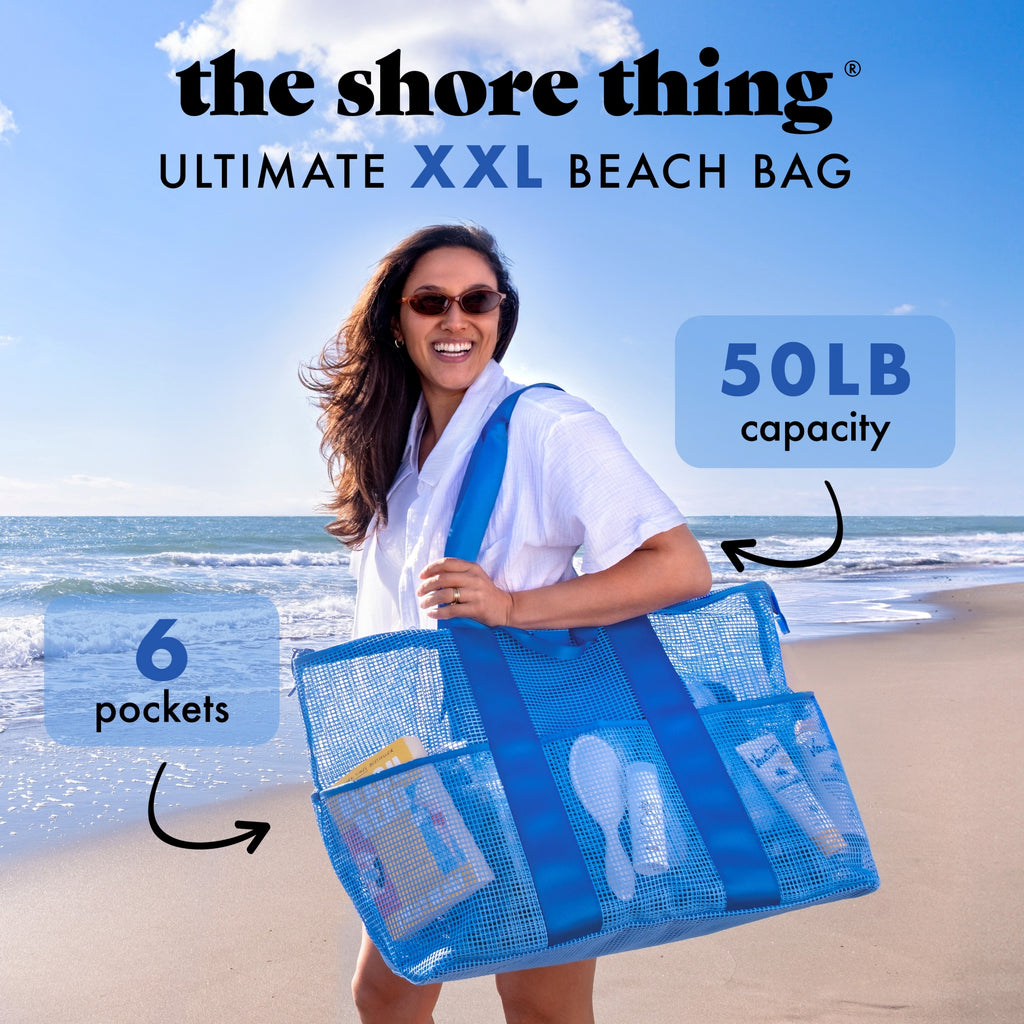 The Shore Thing® XL Marine Grade Mesh Beach Bag, Marina Blue