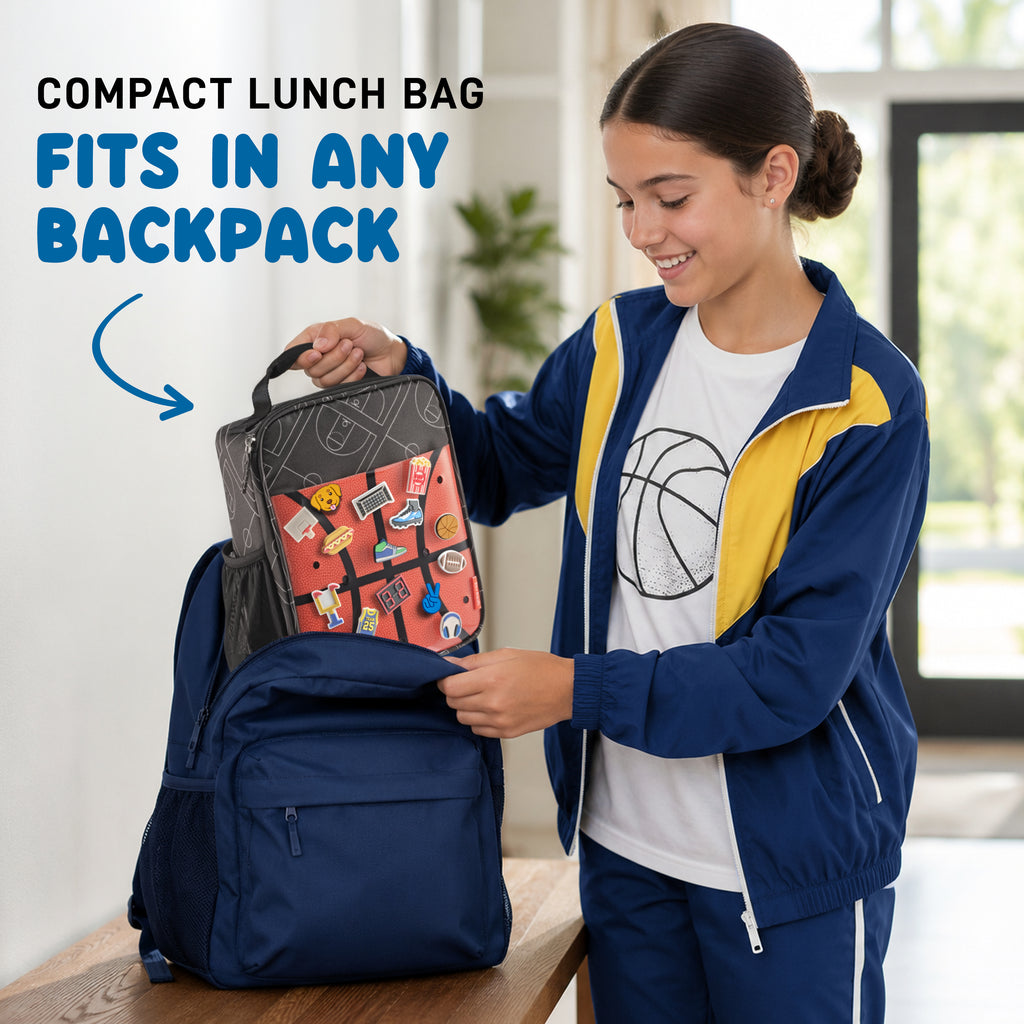 Charm Kids Lunch Bag with 6 Charms, Basketball