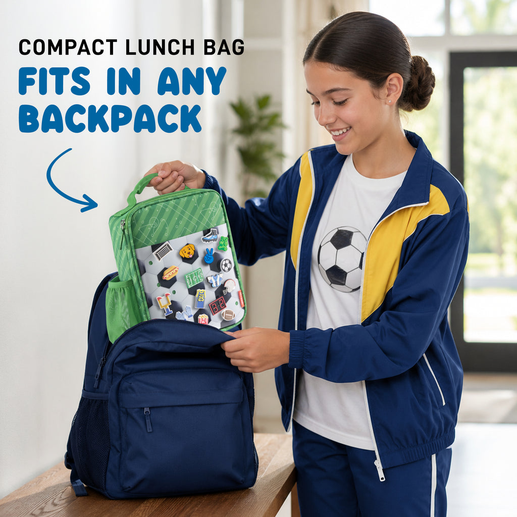 Charm Kids Lunch Bag with 6 Charms, Soccer