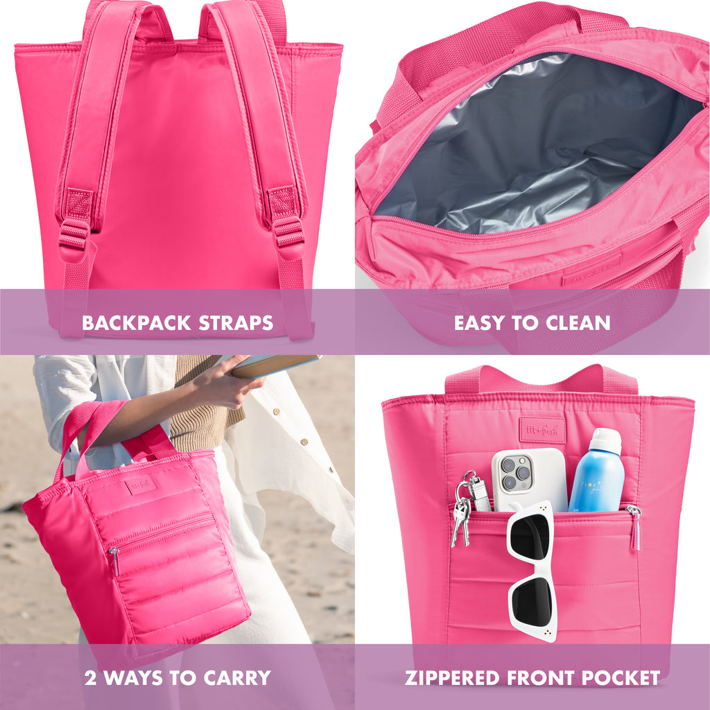 Mari 12-Can Backpack Cooler Tote, Hot Pink