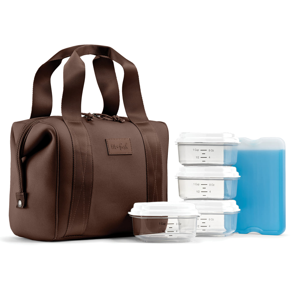 Remi Neoprene Lunch Bag with Lunch Kit, Dark Chocolate