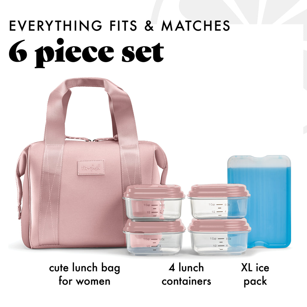 Remi Neoprene Lunch Bag with Lunch Kit, Mauve