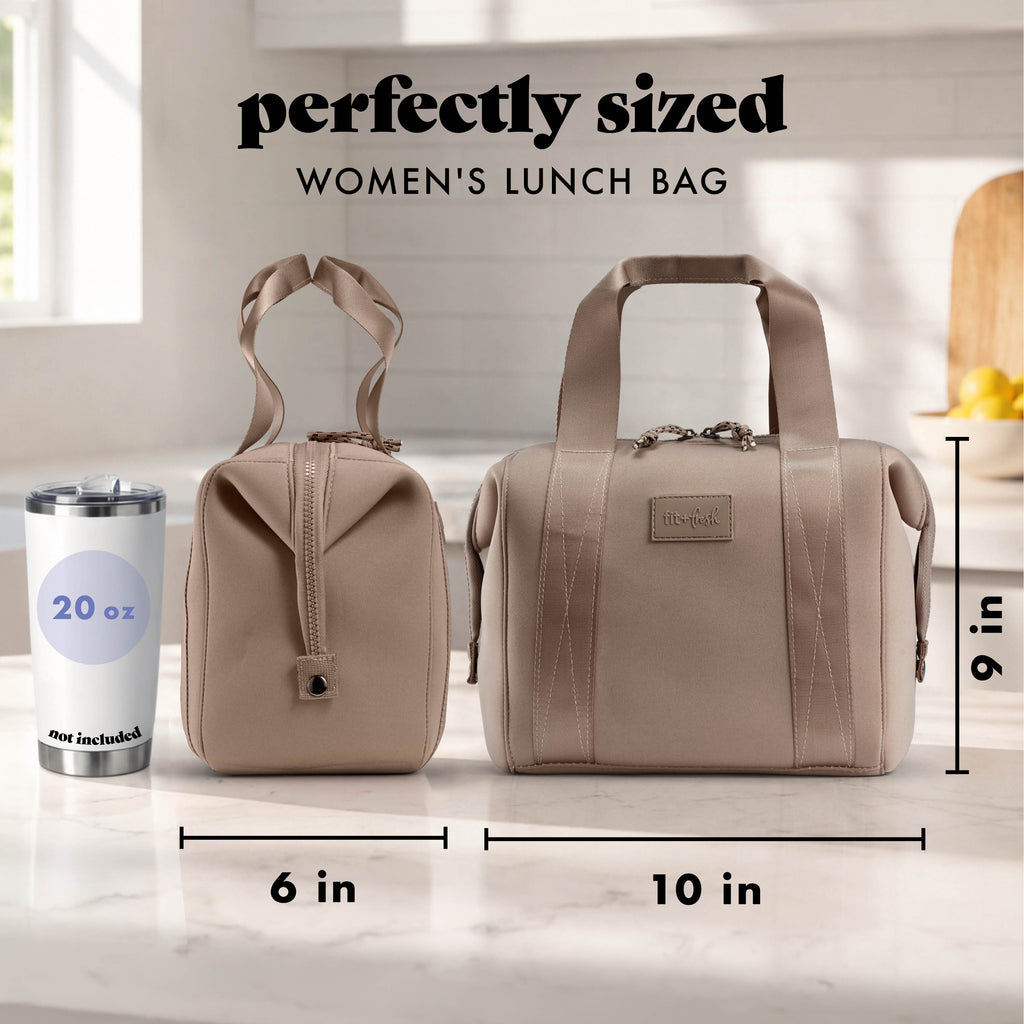 Remi Neoprene Lunch Bag with Lunch Kit, Taupe