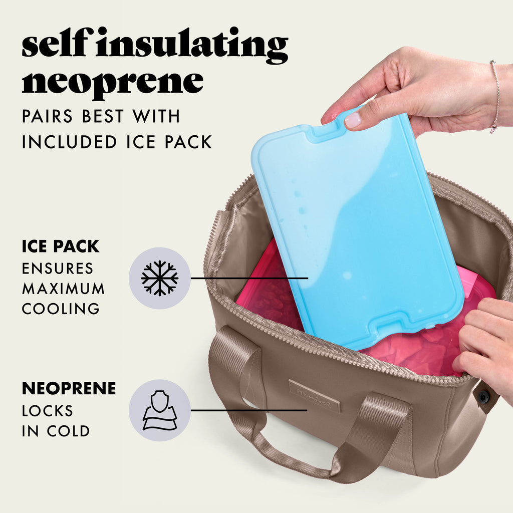 Remi Neoprene Lunch Bag with Lunch Kit, Taupe