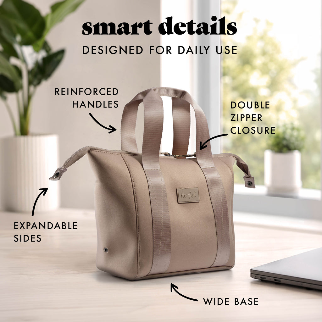 Remi Neoprene Lunch Bag with Lunch Kit, Taupe