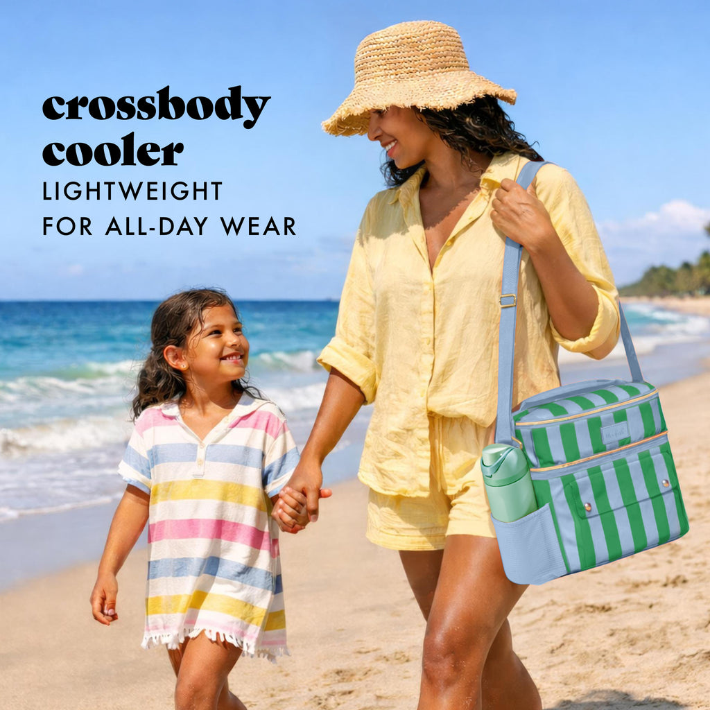 Sidekick 15-Can Dual Compartment Cooler Bag, Coastal Cabana Stripe