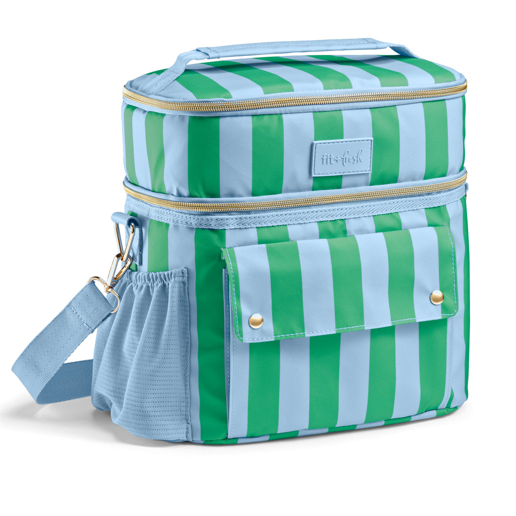 Sidekick 15-Can Dual Compartment Cooler Bag, Coastal Cabana Stripe