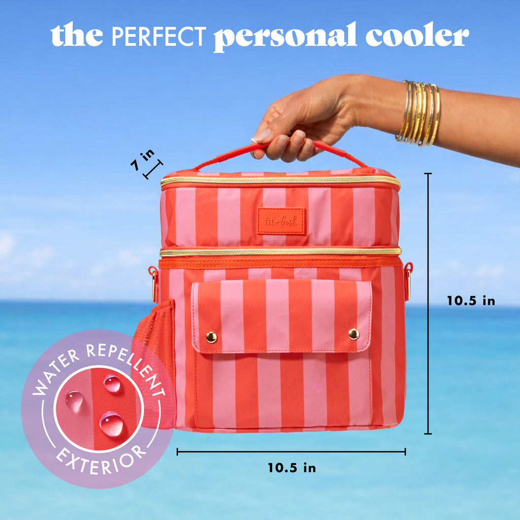 Sidekick 15-Can Dual Compartment Cooler Bag, Daiquiri Cabana Stripe