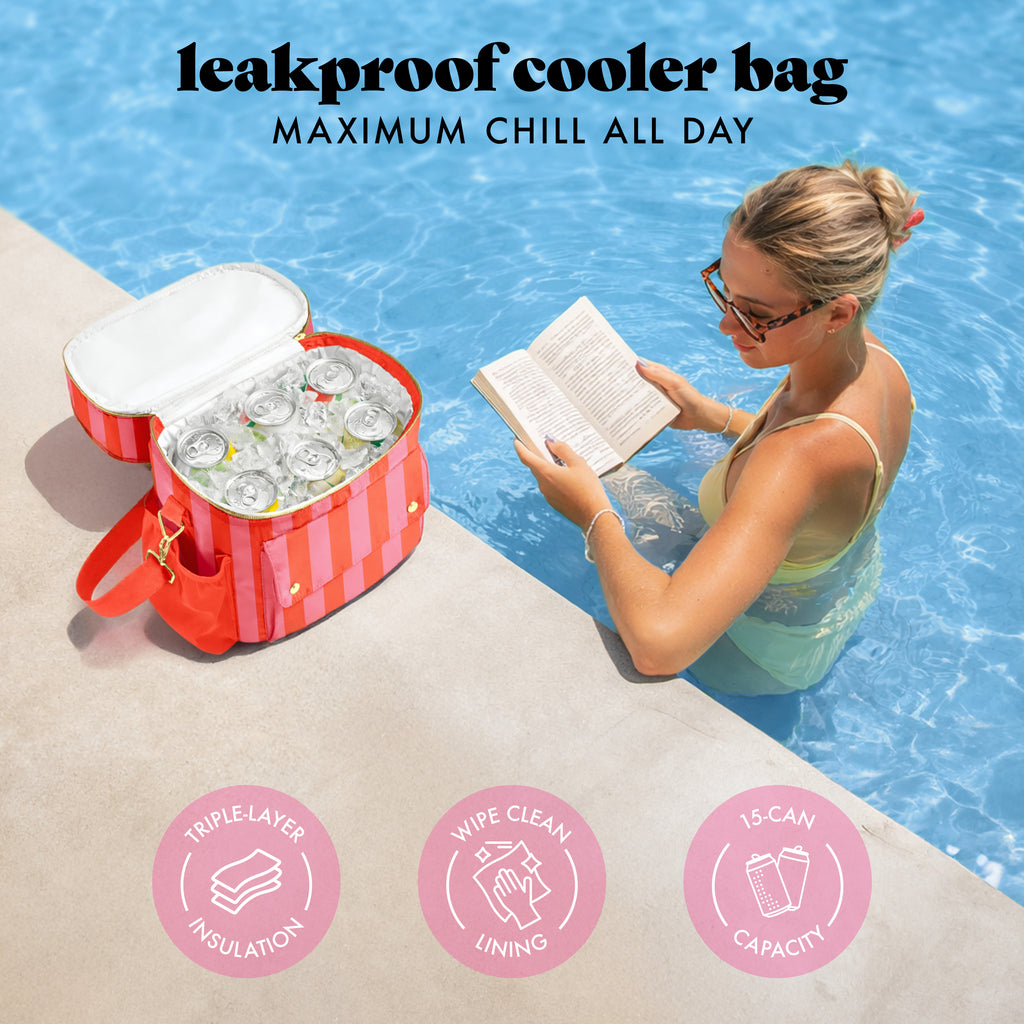 Sidekick 15-Can Dual Compartment Cooler Bag, Daiquiri Cabana Stripe