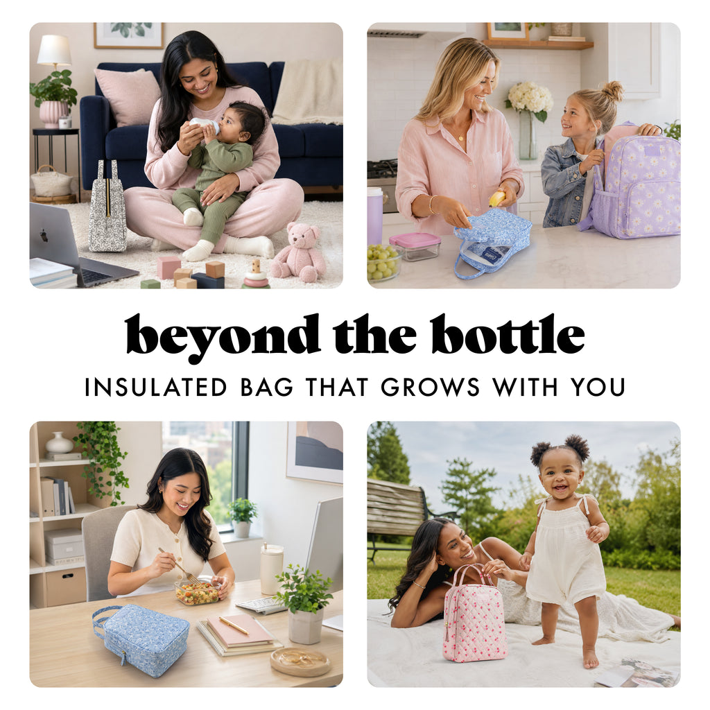 Bottle & Beyond Insulated Baby Bottle Cooler Bag, Sketched Bows