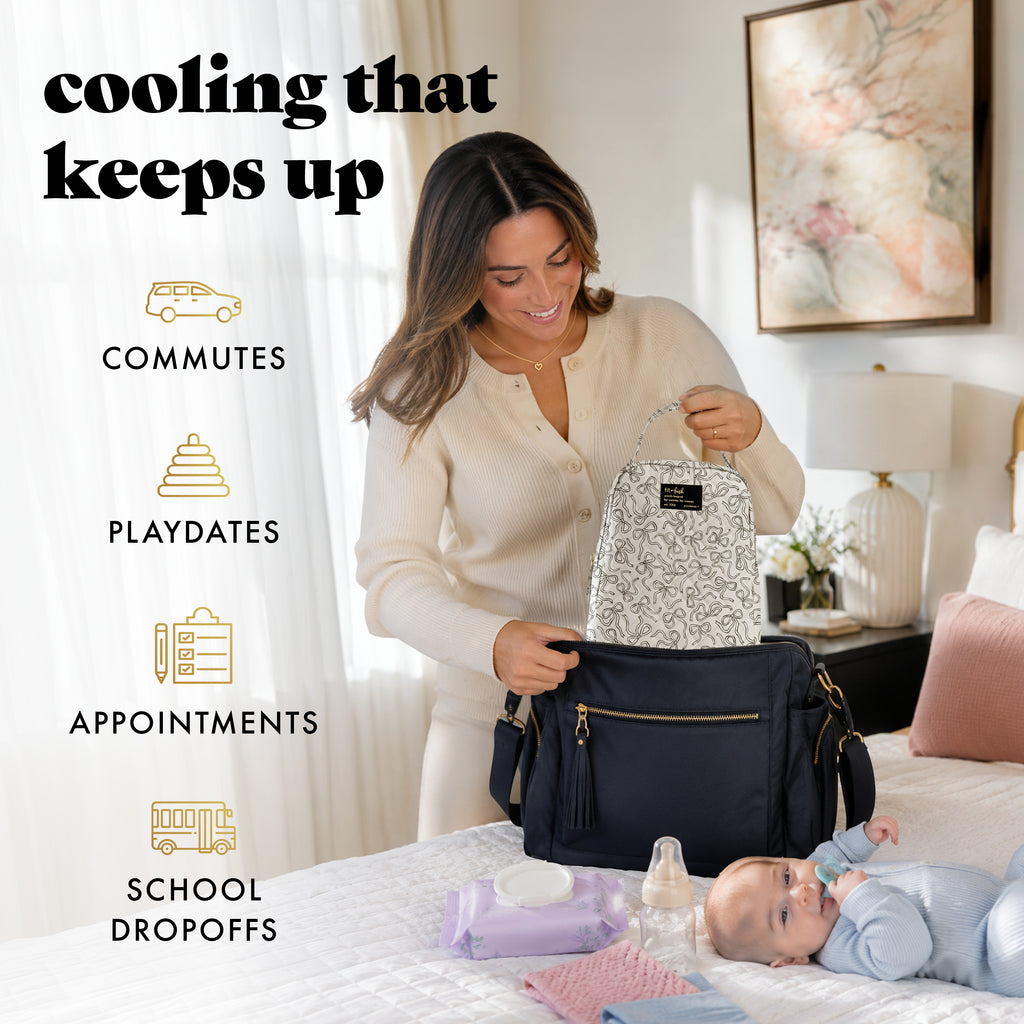 Bottle & Beyond Insulated Baby Bottle Cooler Bag, Sketched Bows