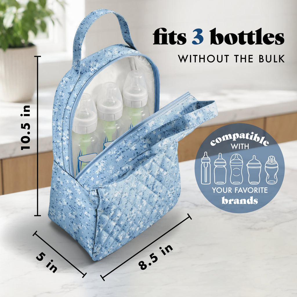 Bottle & Beyond Insulated Baby Bottle Cooler Bag, Cornflower Calico Flowers